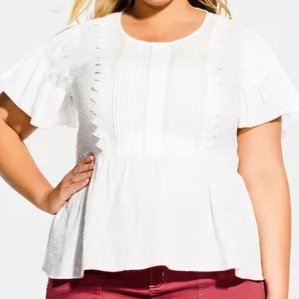 City Chic Large 20W $79 Summer Delight White Lace Embroidered Boho Top Summer